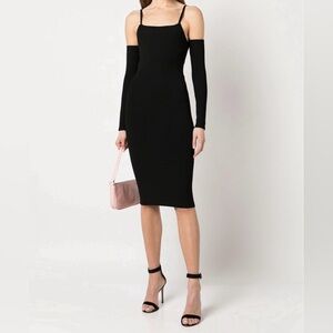 Alice + Olivia stretchy black dress with detachable sleeves XS